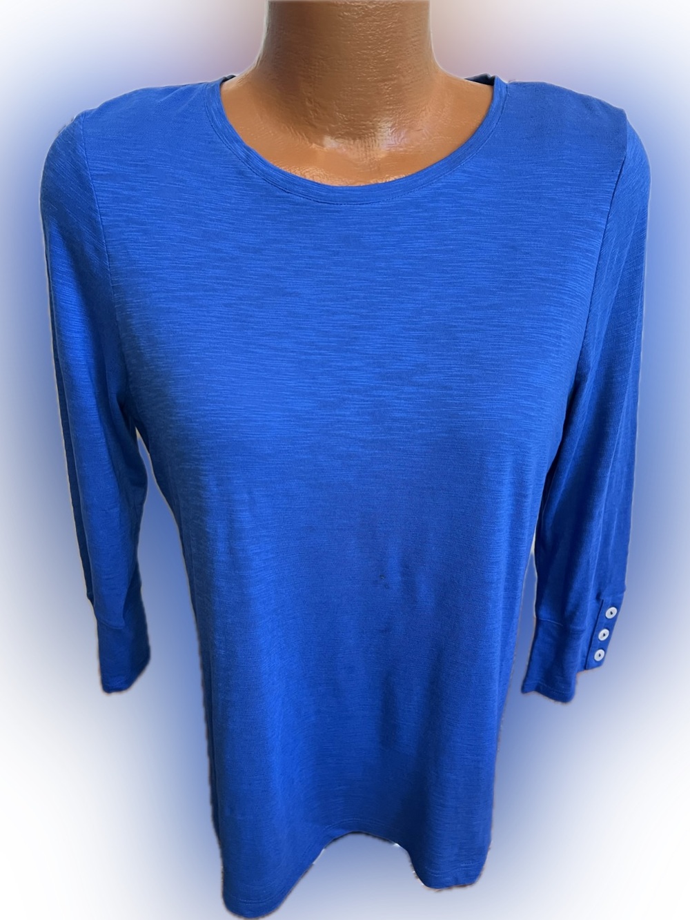 Chico’s cotton modal tee button detailed 3/4 sleeve gorgeous shape 2 12 / 14